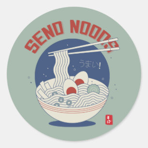Sticker Rond Envoyer Noods Japonais Soupe Ramen
