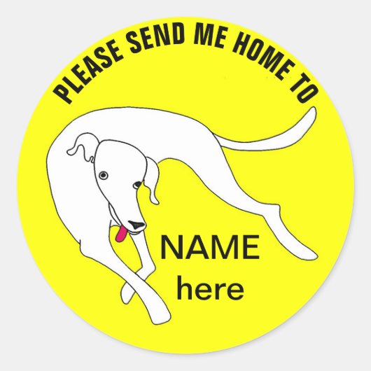 Sticker Rond Envoyez-moi chez moi, chien mignon (Devant)