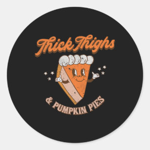 Sticker Rond Épais cuisses et Citrouilles pies automne saison T