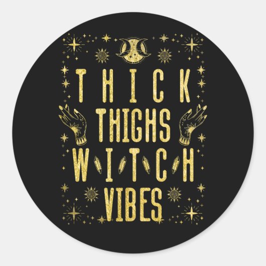 Sticker Rond Épais cuisses Vibes sorcières authentique Hallowee (Devant)