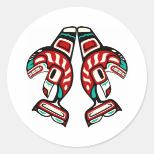 Sticker Rond Épaulard indien de Haida