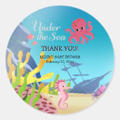Sticker Rond Épave sous le Baby shower marin (Devant)