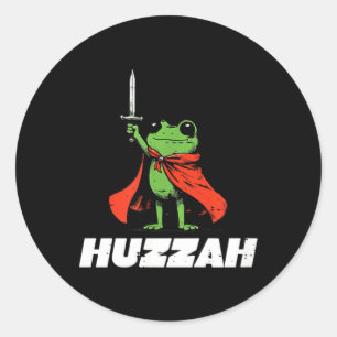 Sticker Rond Épée de chevalier grenouille Hourra Médiéval drôle