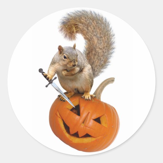 Sticker Rond Épée d'écureuil Jack-o-Lantern (Devant)