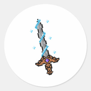 Sticker Rond Épée Rétro Pixel