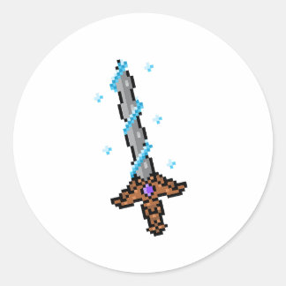 Sticker Rond Épée Rétro Pixel