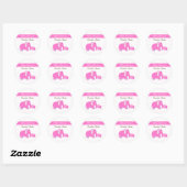 Sticker Rond Ephant rose Chic Simple Baby Girl Baby shower (Feuille)