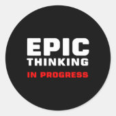 Sticker Rond Epic Thinking In Progress Big Ideas Introvert Game (Devant)