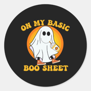 Sticker Rond Épice citrouille Latte Automne Vibe Halloween amus