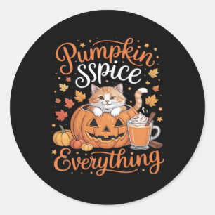 Sticker Rond Épice citrouille Tout Amoureux des chats Mignonne 