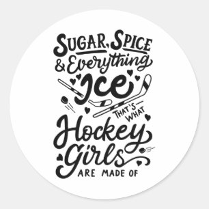 Sticker Rond Épice Sucre Amp; Tout Ice Mélange Hockey Girl T