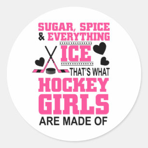 Sticker Rond épices à sucre et tout hockey sur glace filles