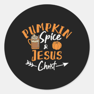 Sticker Rond Épices citrouilles Et Jésus Christ Fun Fall Christ