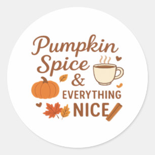 Sticker Rond Épices citrouilles Et Tout Joli Design Automne
