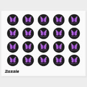 Sticker Rond Epileps de ruban violet de papillon de sensibilisa (Feuille)