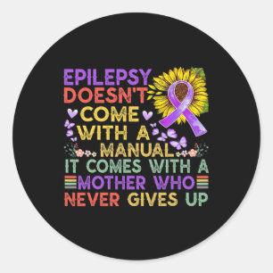 Sticker Rond Epilepsie conscience tournesol guerrier pourpre vi