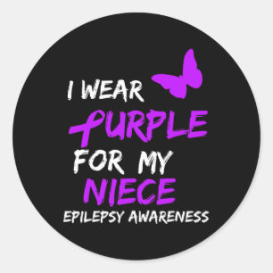 Sticker Rond Epilepsie Je Porte Du Purple Pour Mon Ruban Niece