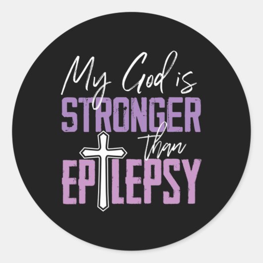 Sticker Rond Épilepsie Sensibilisation Ruban Mon Dieu Est Plus  (Devant)