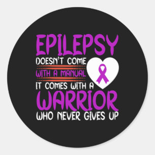 Sticker Rond Epilepsie Un Guerrier Qui Ne Donne Jamais De Ribbo