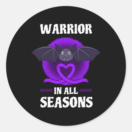 Sticker Rond Epilepsie Violet Sensibilisation Ribbon Guerrier B (Devant)