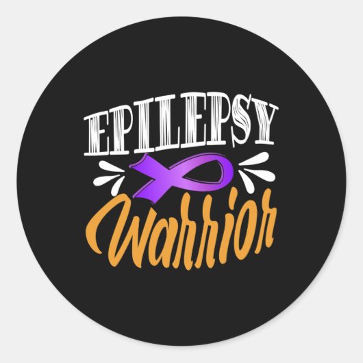 Sticker Rond Epilepsy Awareness Fights Usa Epileptic Warrior Su (Devant)