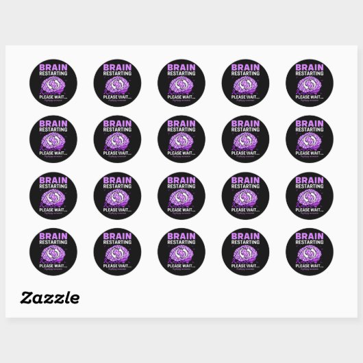 Sticker Rond Epilepsy Awareness Funny Brain Restarting Please W (Feuille)