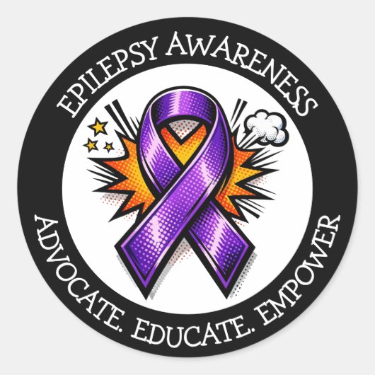 Sticker Rond Epilepsy Awareness | Purple Awareness Ribbon (Devant)