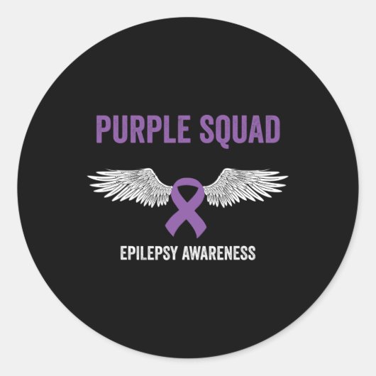 Sticker Rond Epilepsy Awareness Purple Ribbon - Epilepsy Awaren (Devant)