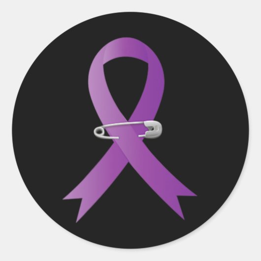 Sticker Rond Epilepsy Awareness Purple Ribbon Pocket (Devant)