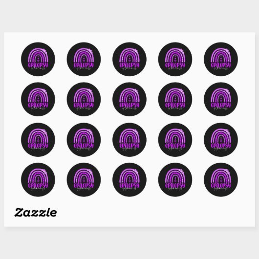 Sticker Rond Epilepsy Awareness-rainbow Purple .co (Feuille)