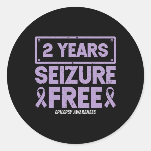 Sticker Rond Epilepsy Awareness Ribbon 2 Years Seizure Free (Devant)
