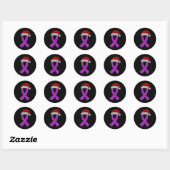 Sticker Rond Epilepsy Christmas Hat Purple Awareness Ribbon Sei (Feuille)