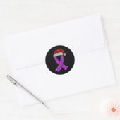 Sticker Rond Epilepsy Christmas Hat Purple Awareness Ribbon Sei (Enveloppe)