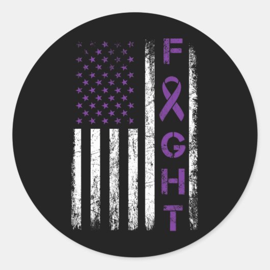 Sticker Rond Epilepsy Fighter USA Drapeau - Fight Epilepsy Awar (Devant)