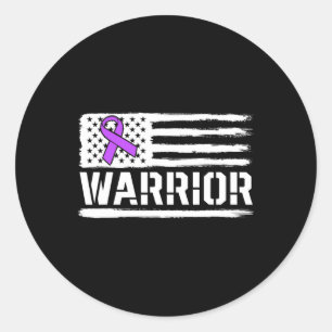 Sticker Rond Epilepsy Guerrier Cadeau Purple American Drapeau L