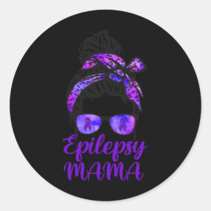 Sticker Rond Epilepsy Mama Messy Bun Lunettes de cheveux Bandan