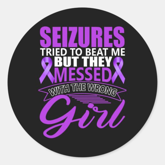 Sticker Rond Epilepsy Seizure Neurological Disorder Purple Ribb (Devant)