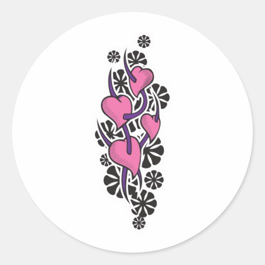 Sticker Rond Épines et Coeurs Conception de tatouage (Devant)