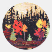 Sticker Rond Épinette noire et érable, art (Devant)