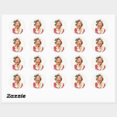 Sticker Rond Épingle de Noël Rétro Surprenant (Feuille)