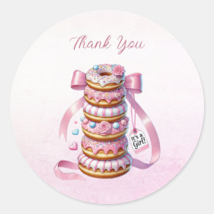 Sticker Rond Épingler les beignes à ruban rose