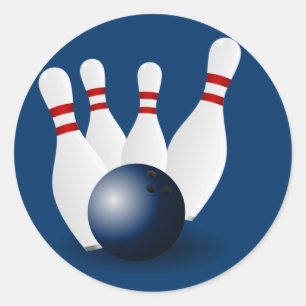 Sticker Rond Épingles de bowling et balle
