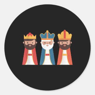 Sticker Rond Epiphanie Feliz Dia De Reyes Trois Sages Hommes He