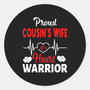 Sticker Rond Épouse Cousine FièRe D'Un Guerrier Cardiaque Sensi