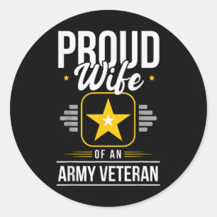 Sticker Rond Épouse D'Un Vétéran De L'Armée Femme Fière Épouse