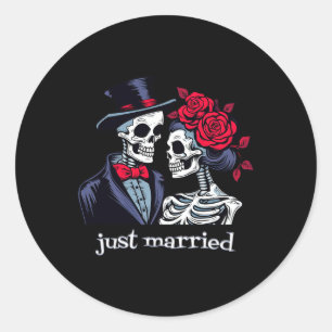 Sticker Rond Épouse rose De Squelette Et Épouse De Squelette Ha