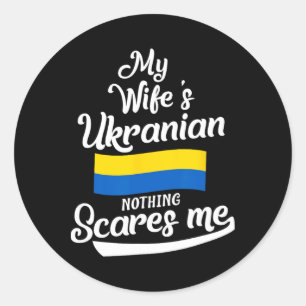 Sticker Rond Épouse ukrainienne Ukraine Husbynd Anniversaire de