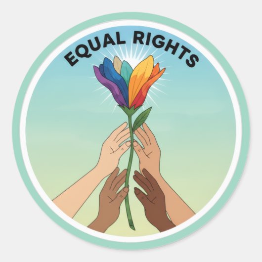 Sticker Rond Equal Rights Rainbow Flower – Diversity and Unity (Devant)