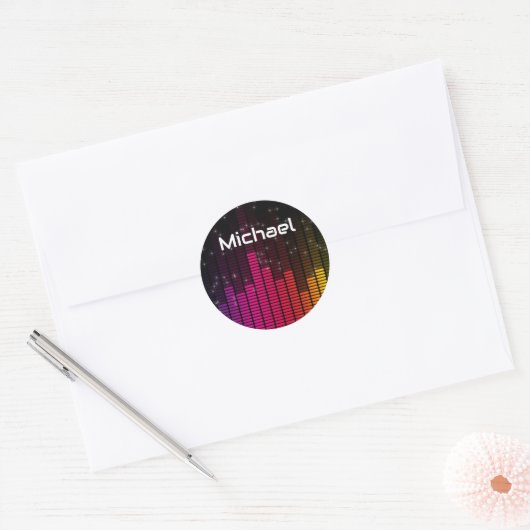 Sticker Rond Equalizer Disco Lights Music Volume Personalised (Enveloppe)