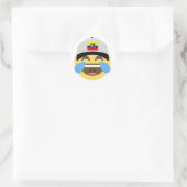 Sticker Rond Equateur Casquette riant Emoji (Sac)